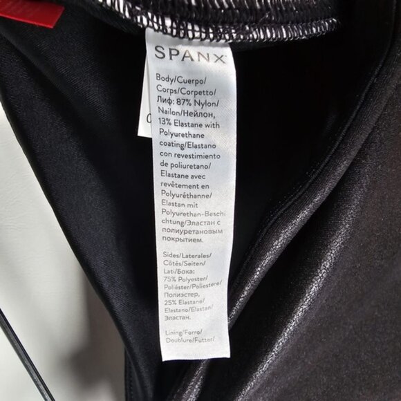 NWT‎ SPANX Shine Black Faux Leather White Stripe Legging 20187P PLUS Size 3X - Picture 15 of 15